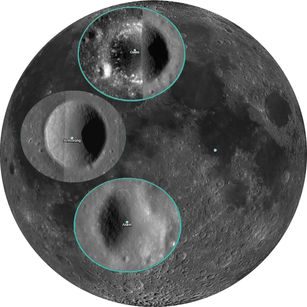 L90 Armstrong, Aldrin & Collins-lunar-100-map-feature-coordinates