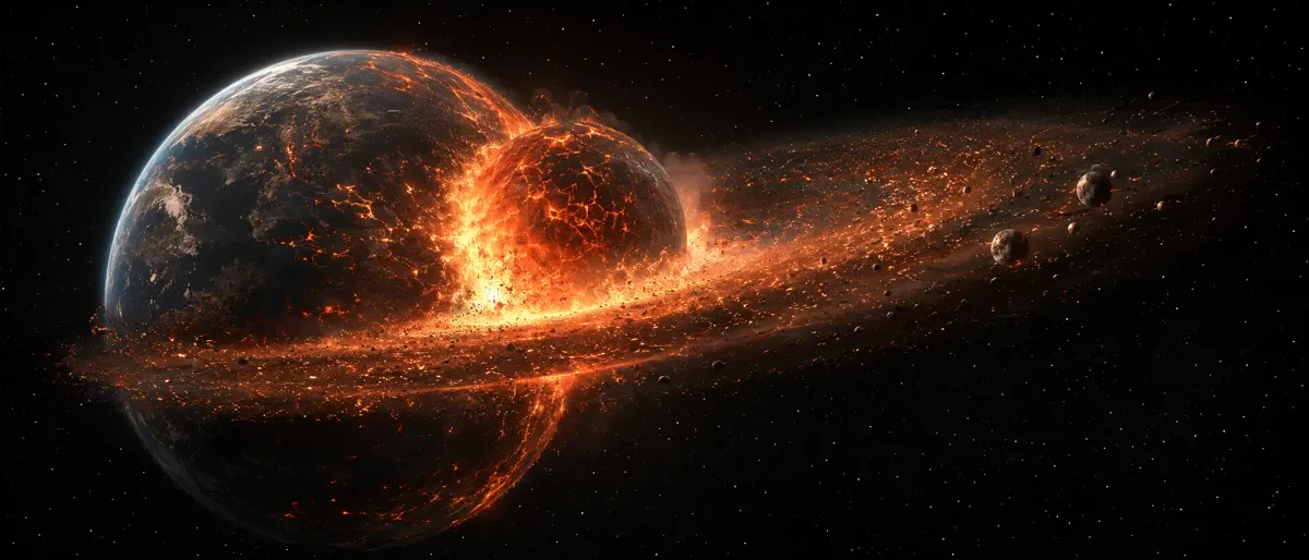 Illustration of the giant-impact theory of Moon formation