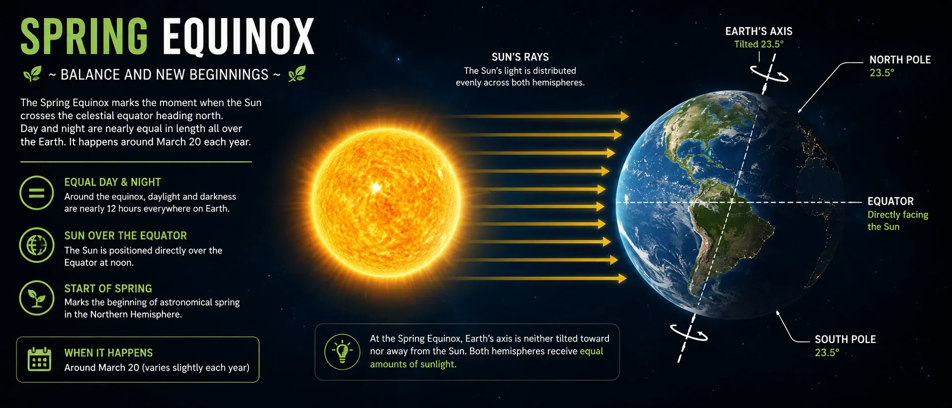 Spring equinox Earth tilt diagram