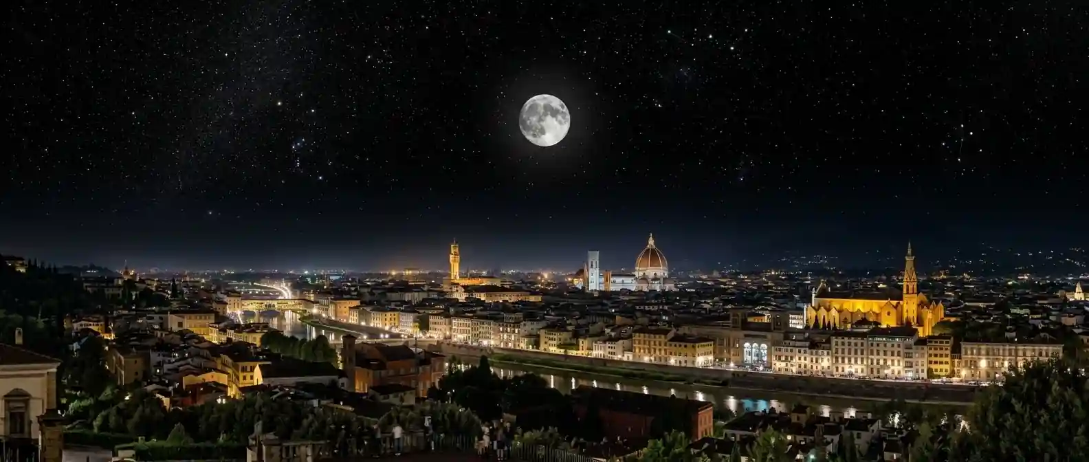 Florence, Italy-moonrise-today