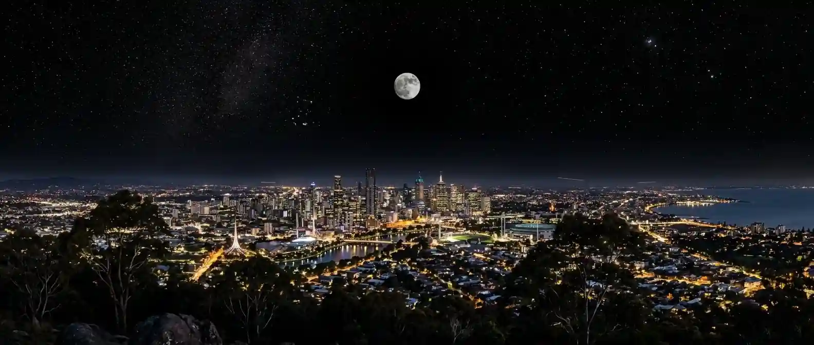 Melbourne, Australia-current-moon-phase-today
