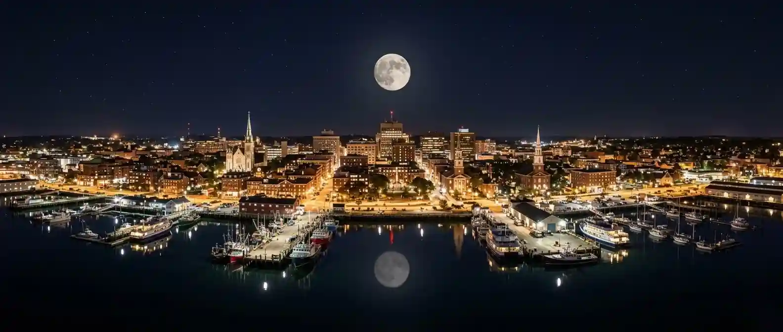 Moon over Portland, ME