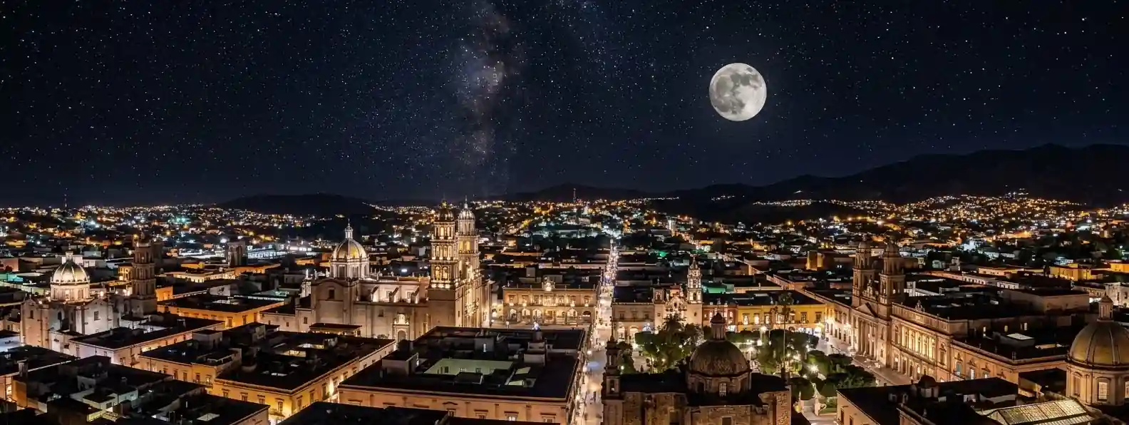San Luis Potosi, Mexico-city-skyline-with-full-moon
