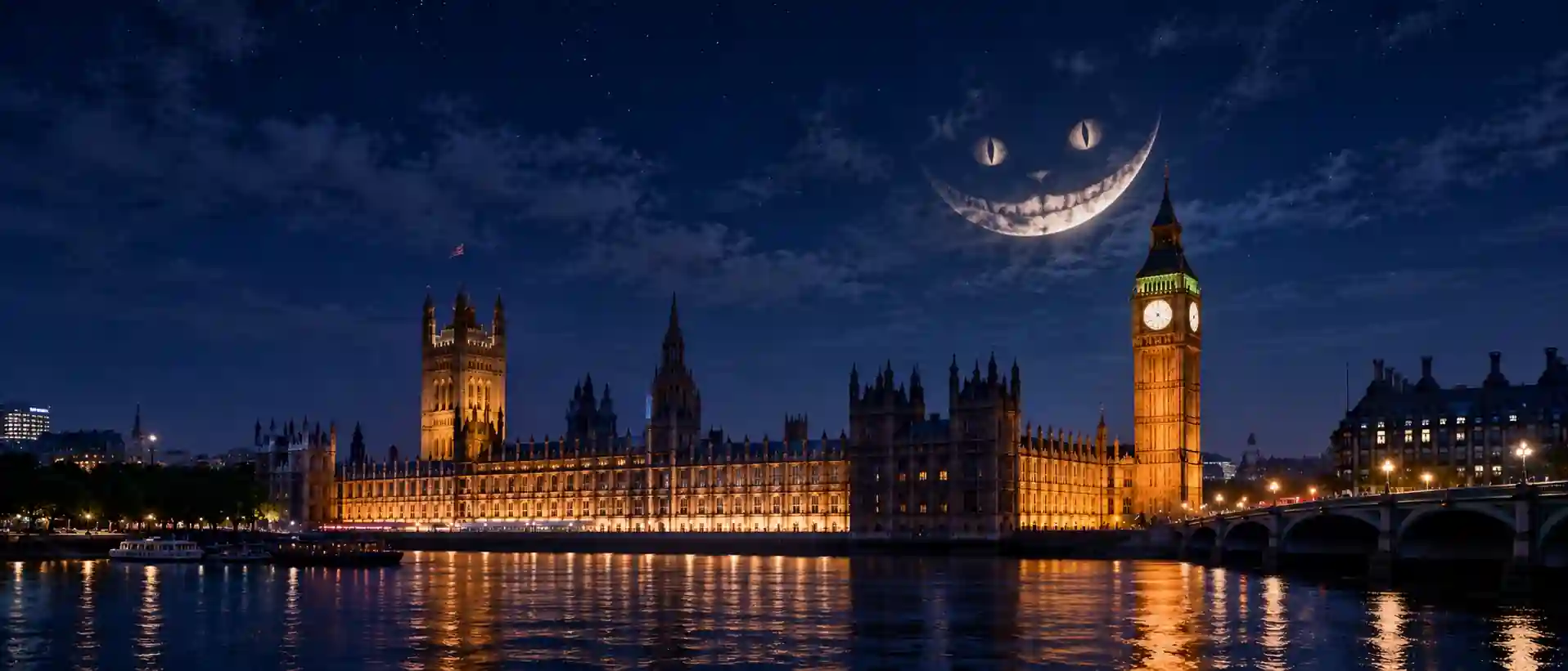 A scientifically realistic smiling crescent Moon