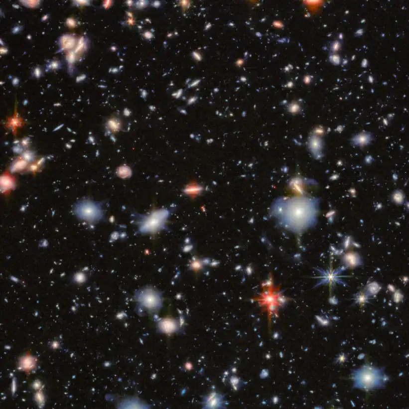 Deep field image showing distant galaxies