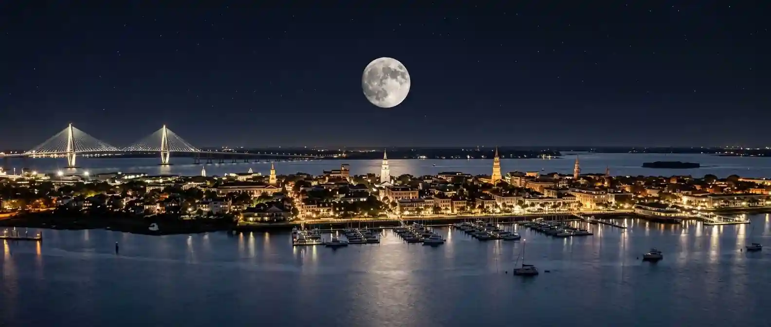 moon-over-Charleston, South Carolina