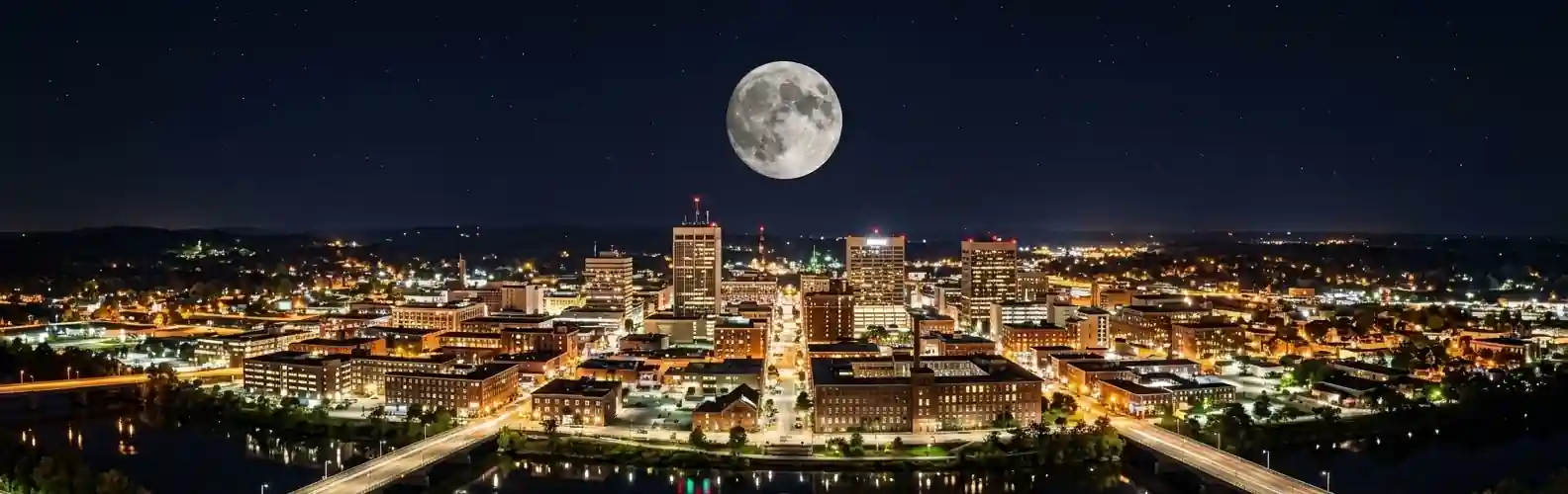moon-over-Manchester, New Hampshire