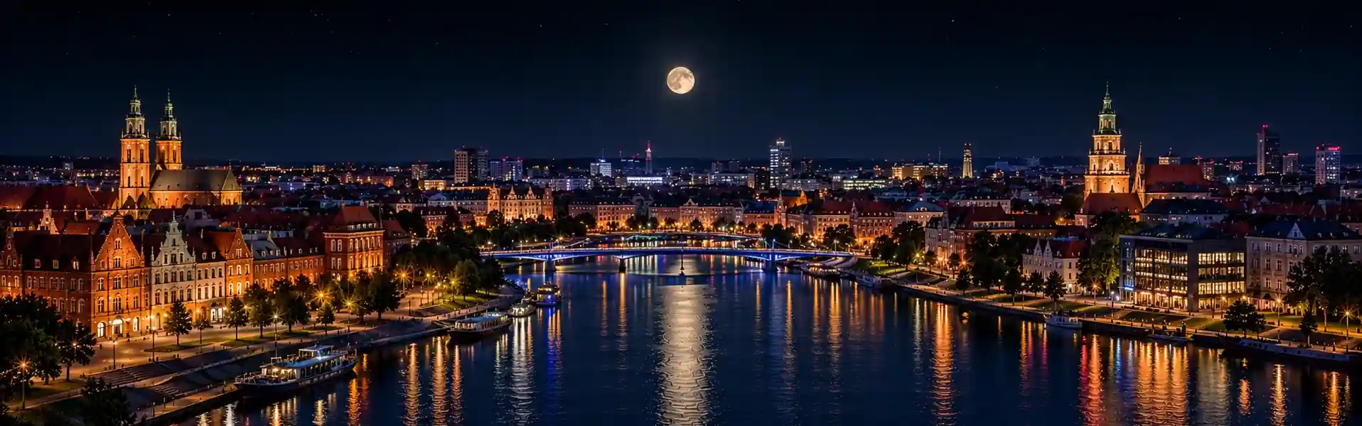 moon-phase-poznan-poland-skyline