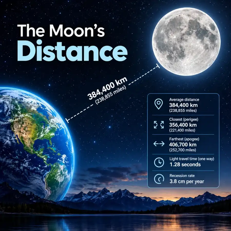 Selunara How far is the Moon from Earth - Moon Phase Today